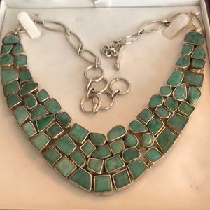 Silver & Green Emerald necklace